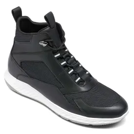 7 CM / 2.76 Inches - CMR CHAMARIPA Taller Sneakers - Sneakers Increase Height - Black High-Top Breathable Mesh Men's Casual Shoes