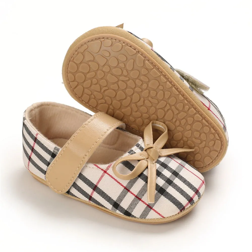 Baby Girls Plaid Bow Decor Magic Tape Shoes Wholesale Baby Shoes Suppliers