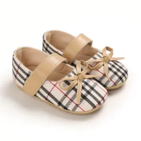 Baby Girls Plaid Bow Decor Magic Tape Shoes Wholesale Baby Shoes Suppliers