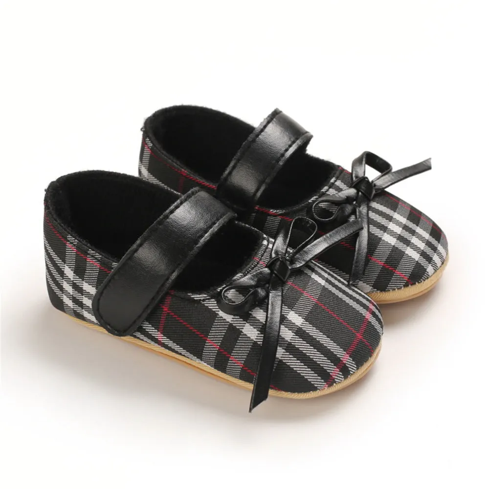 Baby Girls Plaid Bow Decor Magic Tape Shoes Wholesale Baby Shoes Suppliers