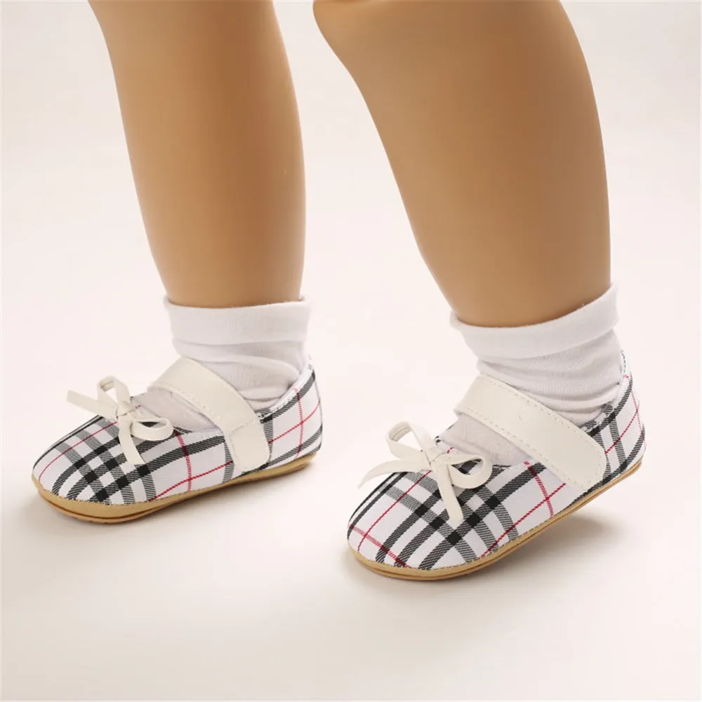 Baby Girls Plaid Bow Decor Magic Tape Shoes Wholesale Baby Shoes Suppliers