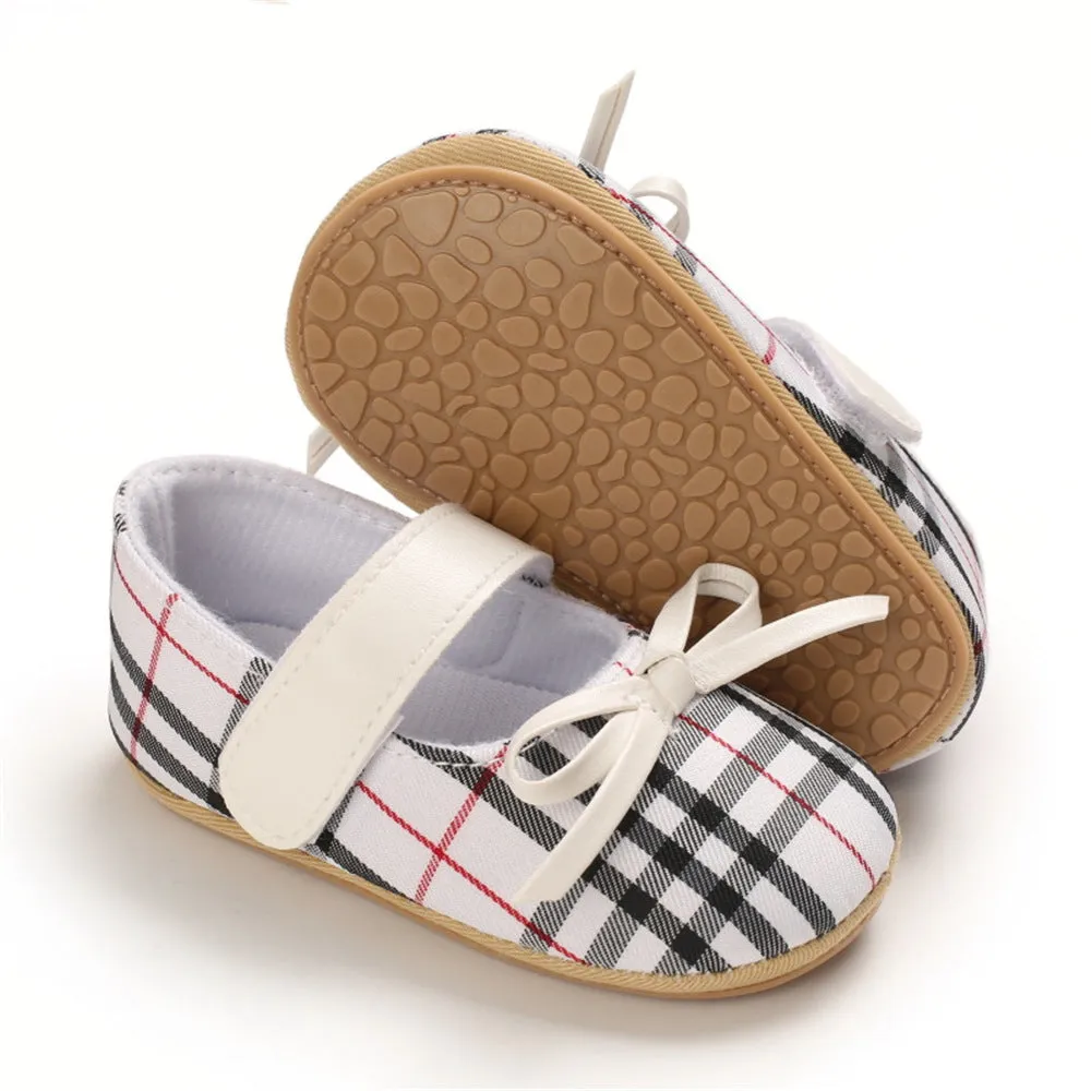 Baby Girls Plaid Bow Decor Magic Tape Shoes Wholesale Baby Shoes Suppliers