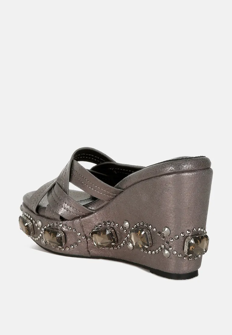 Blistronic Chunky Diamante & Rhinestone Cut-Out Sandals