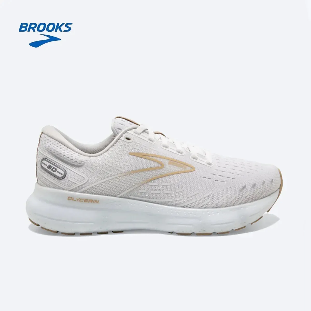 BROOKS Glycerin 20 Running Shoes Light Blue Peacoat Nightlife Men Women Long-Distance Road Sport Training Casual Sneakers