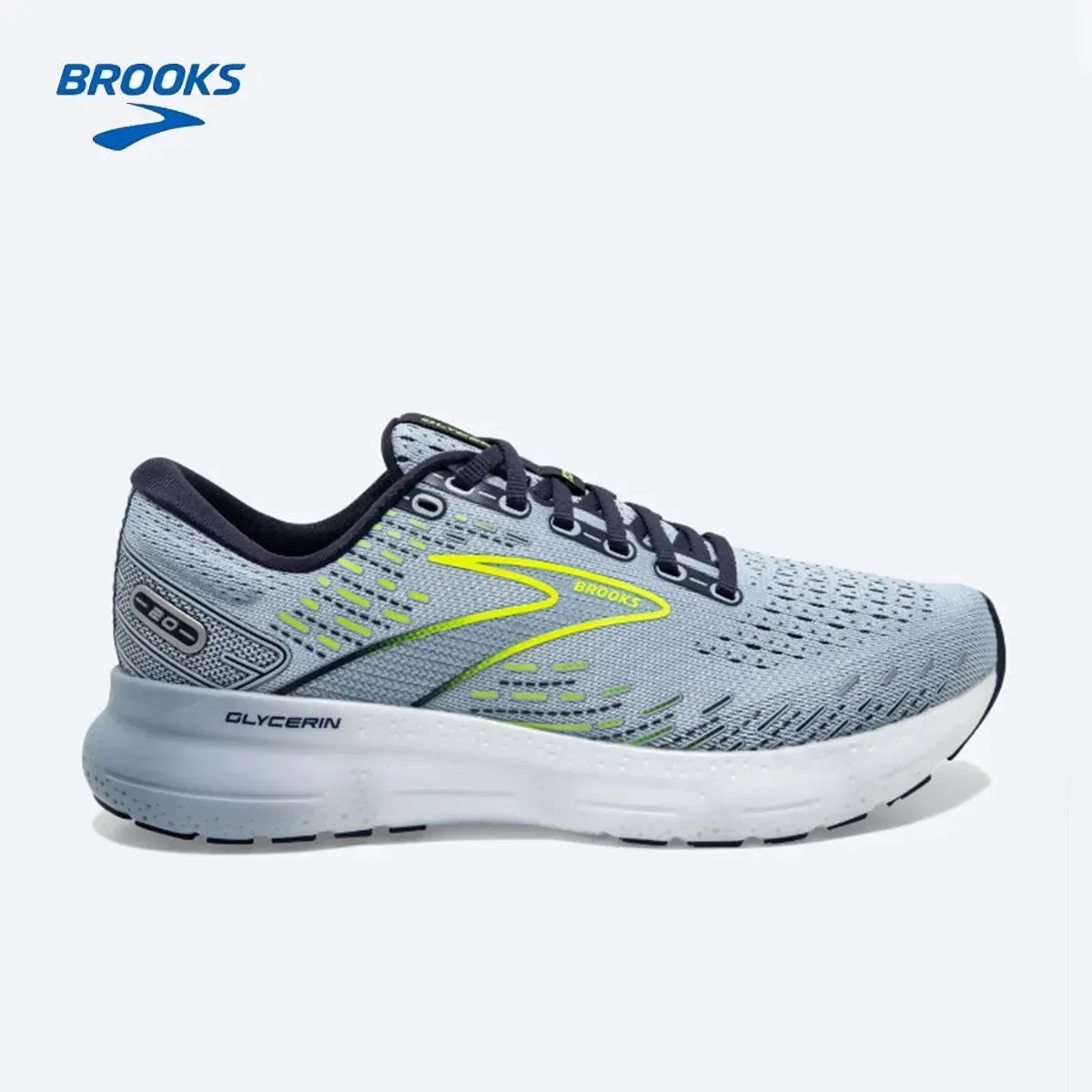 BROOKS Glycerin 20 Running Shoes Light Blue Peacoat Nightlife Men Women Long-Distance Road Sport Training Casual Sneakers