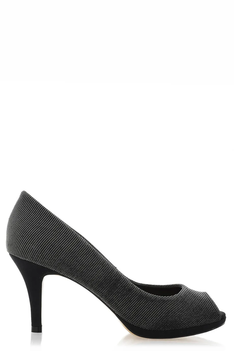 CECCONELLO MEI Silver Lurex Mid-Heel Peep Toe