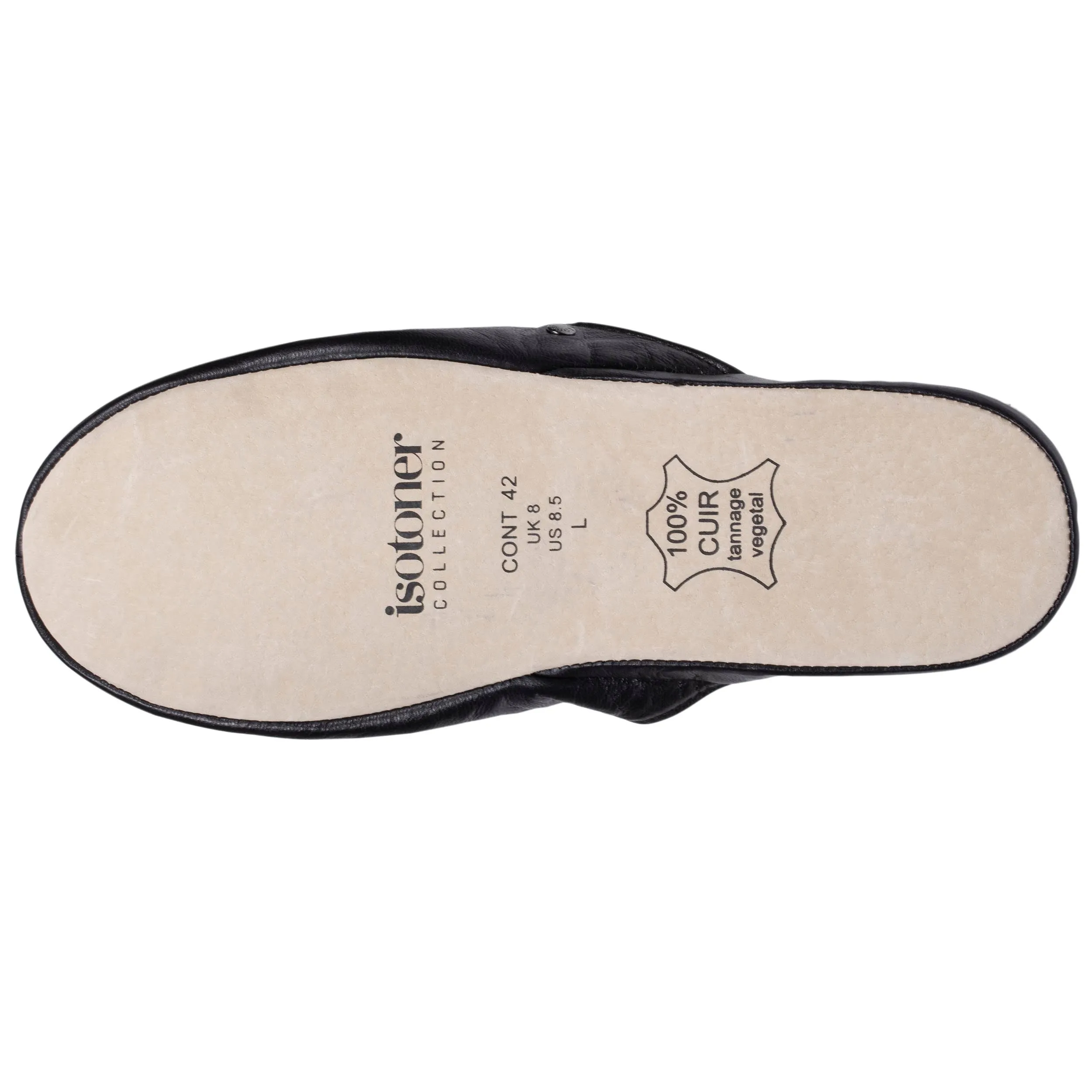 Chausson mules cuir Homme Noir