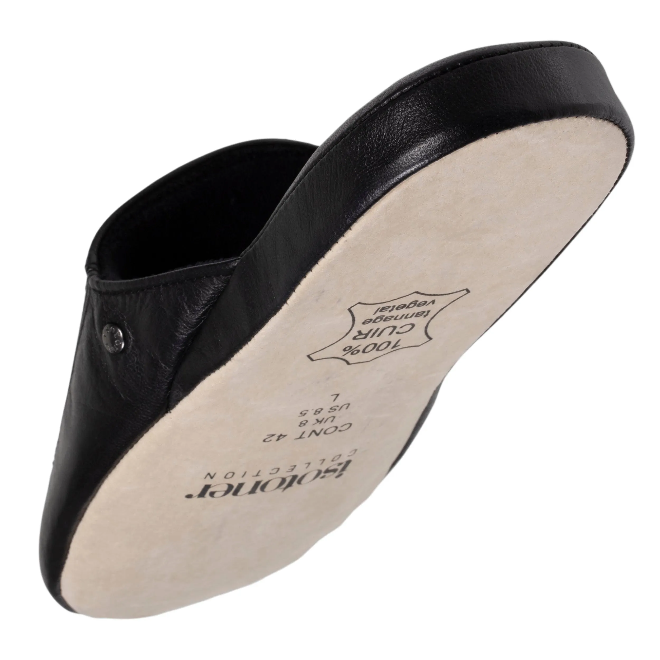 Chausson mules cuir Homme Noir