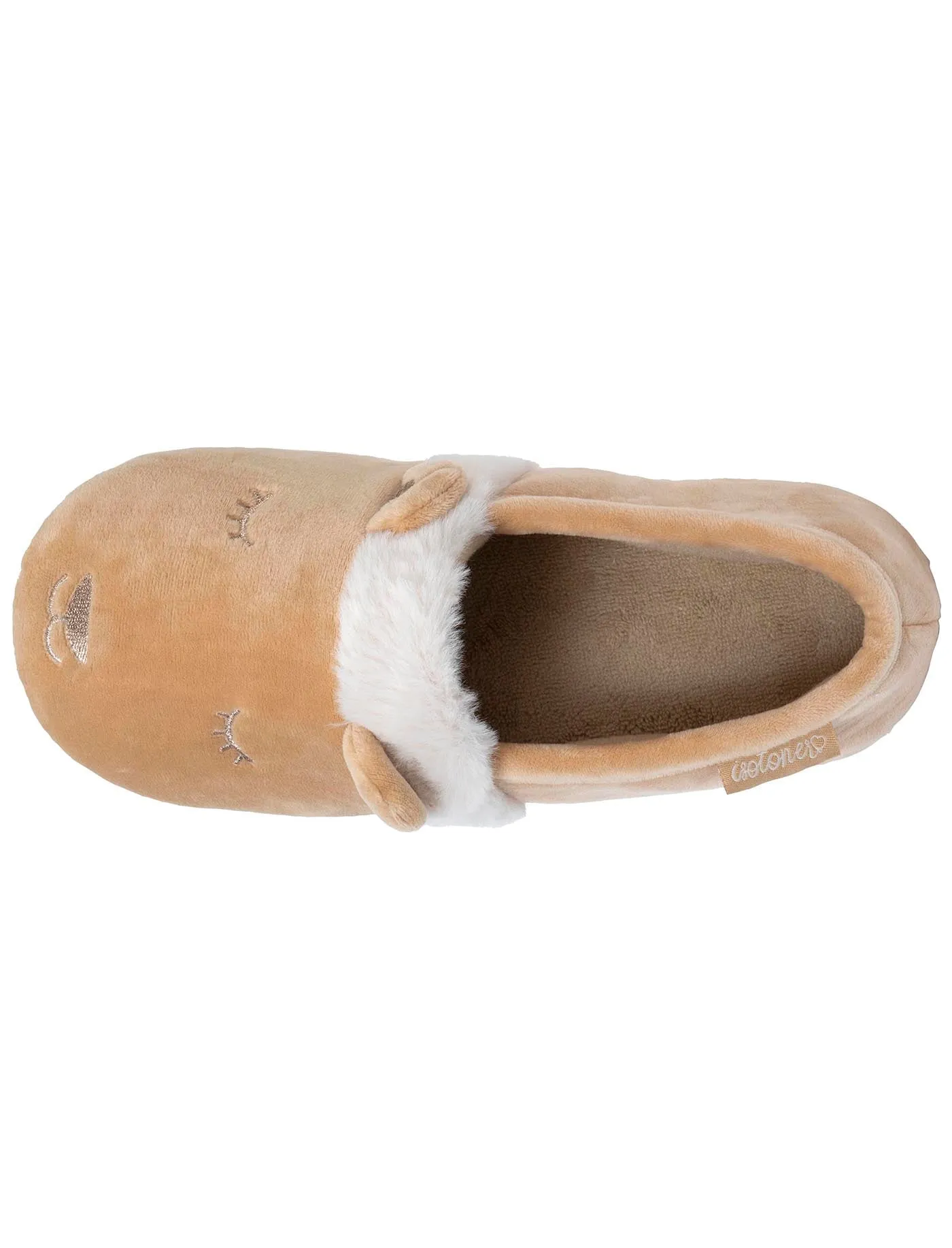 Chausson slippers Femme 3D microvelours Beige