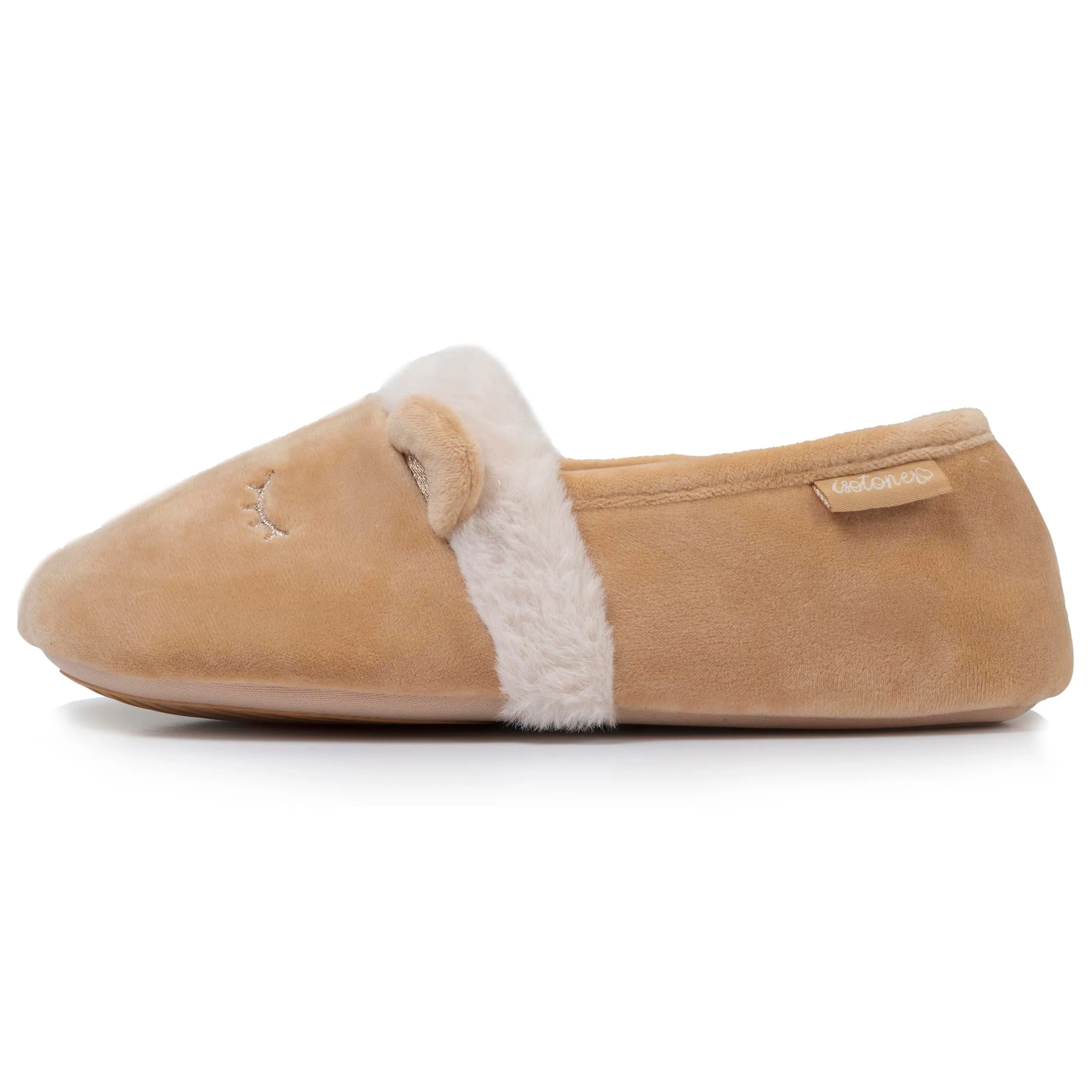 Chausson slippers Femme 3D microvelours Beige