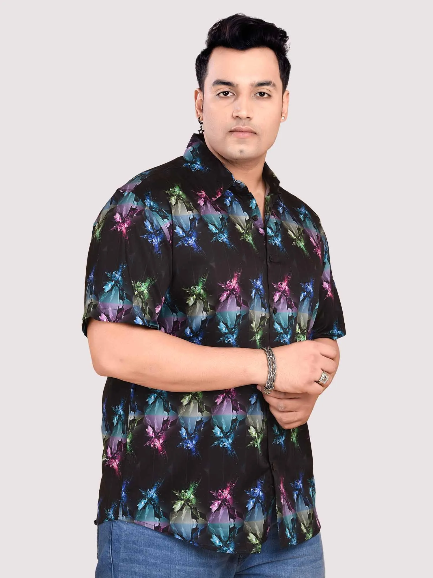 Chevron Striped Digital Printed Shirt Men's Plus Size