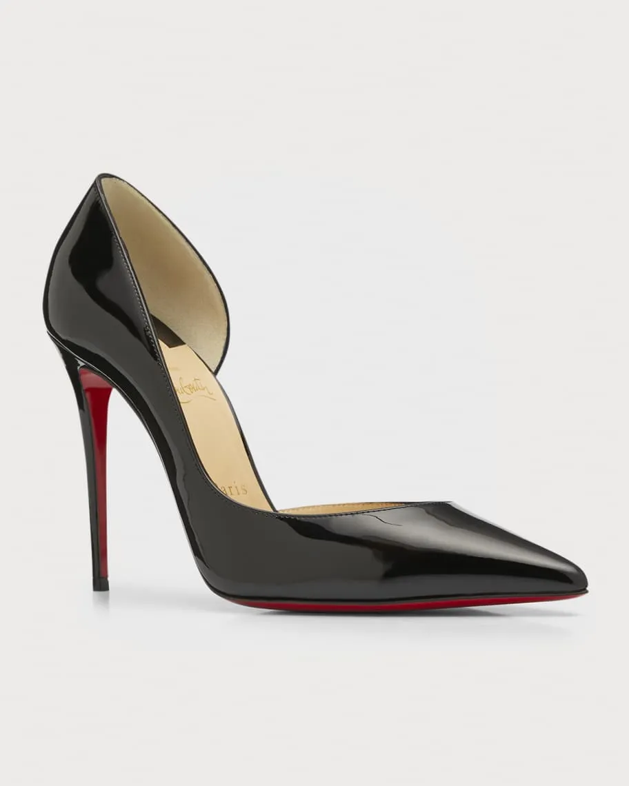 Christian Louboutin Patent Iriza Pumps with Red Sole and Open Side