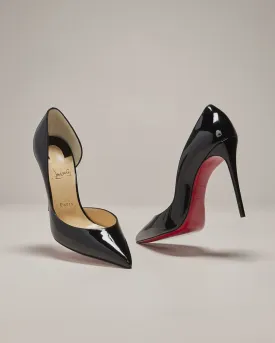 Christian Louboutin Patent Iriza Pumps with Red Sole and Open Side