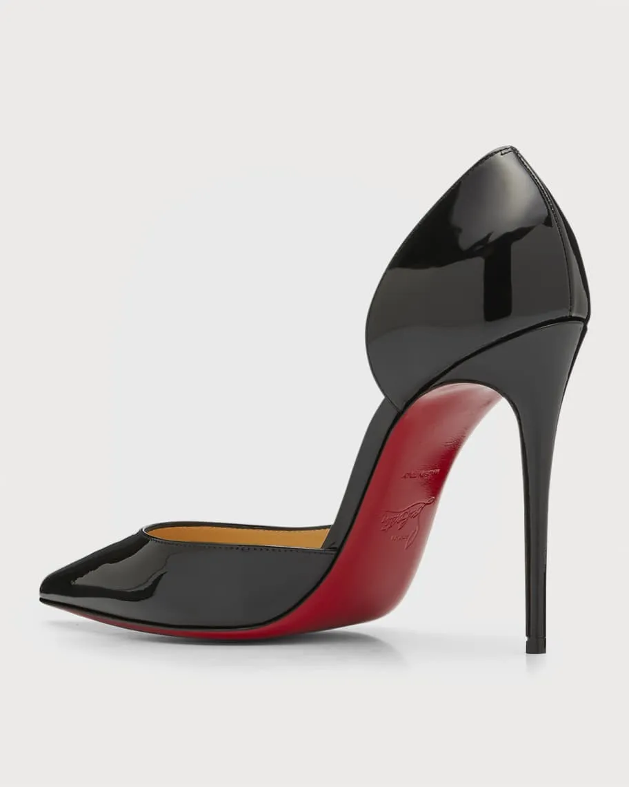 Christian Louboutin Patent Iriza Pumps with Red Sole and Open Side