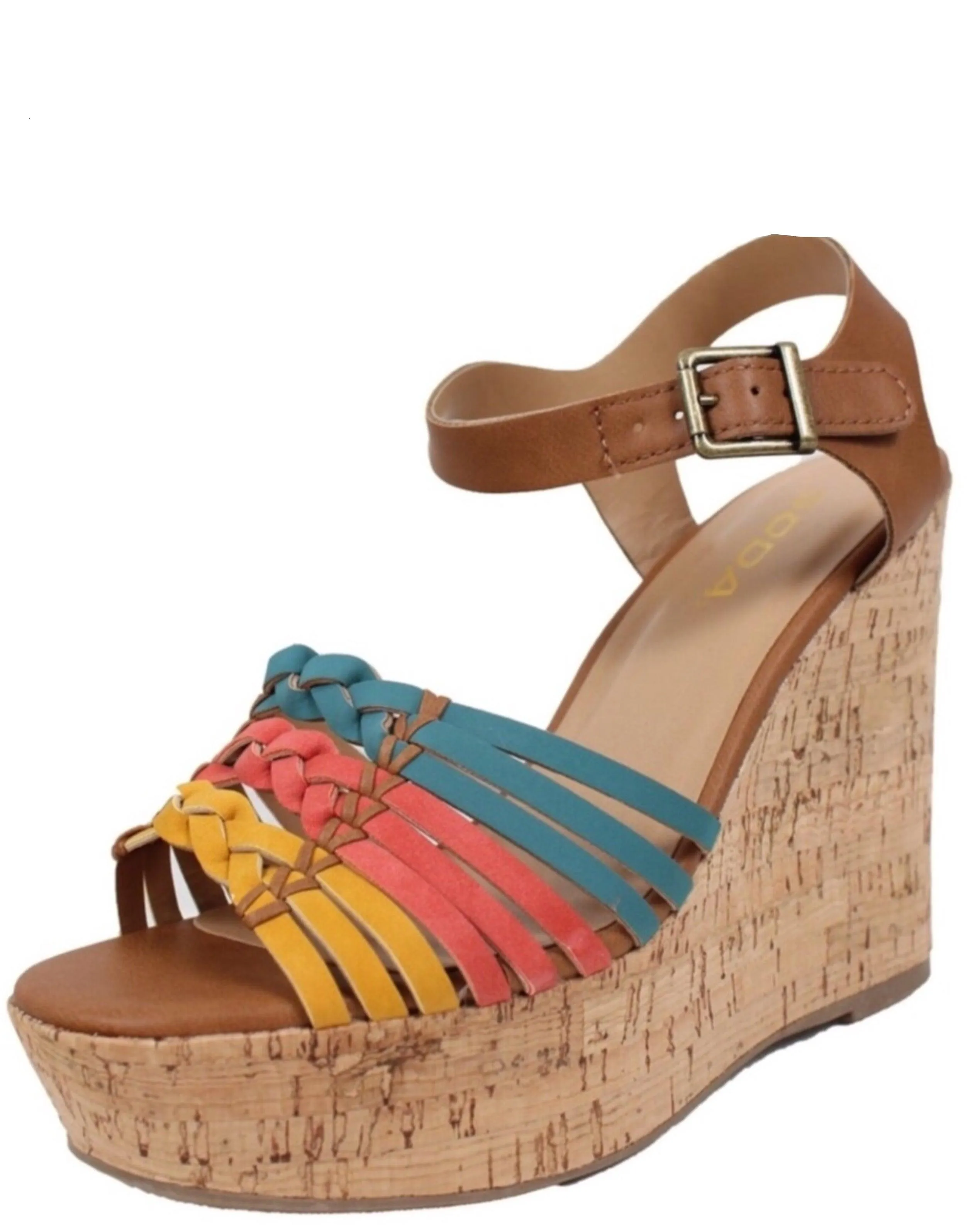 Colorful Cork Wedge Heel Sandals