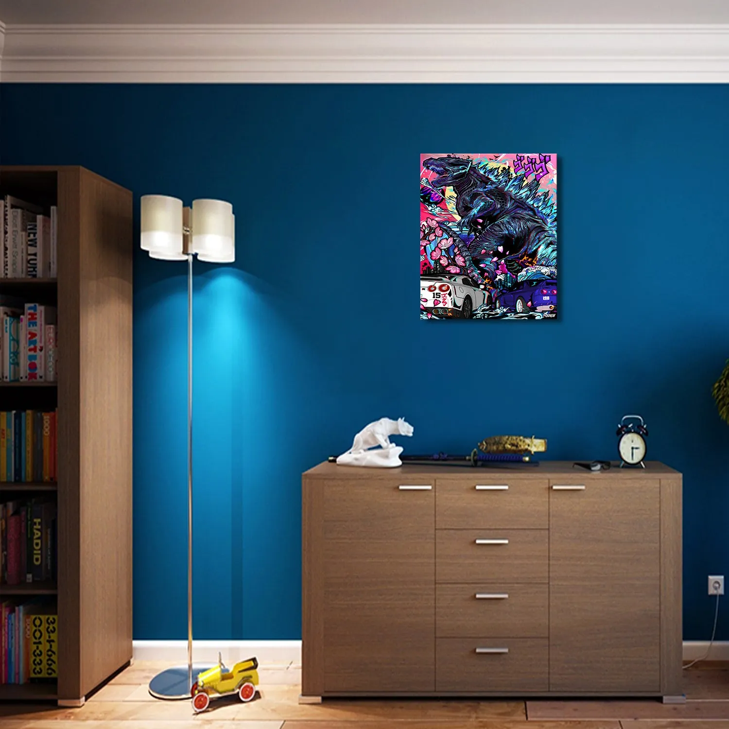 Colorful Godzilla Canvas Wall Art