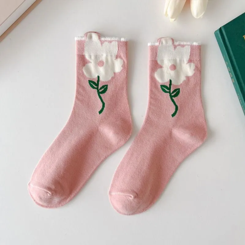 Cute Flowers Candy Color Socks