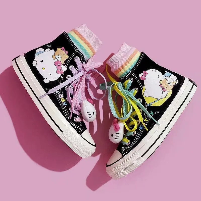 Cute Kawaii Cat High Top Canvas