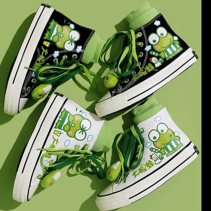 Cute Kawaii Frog High Top Canvas