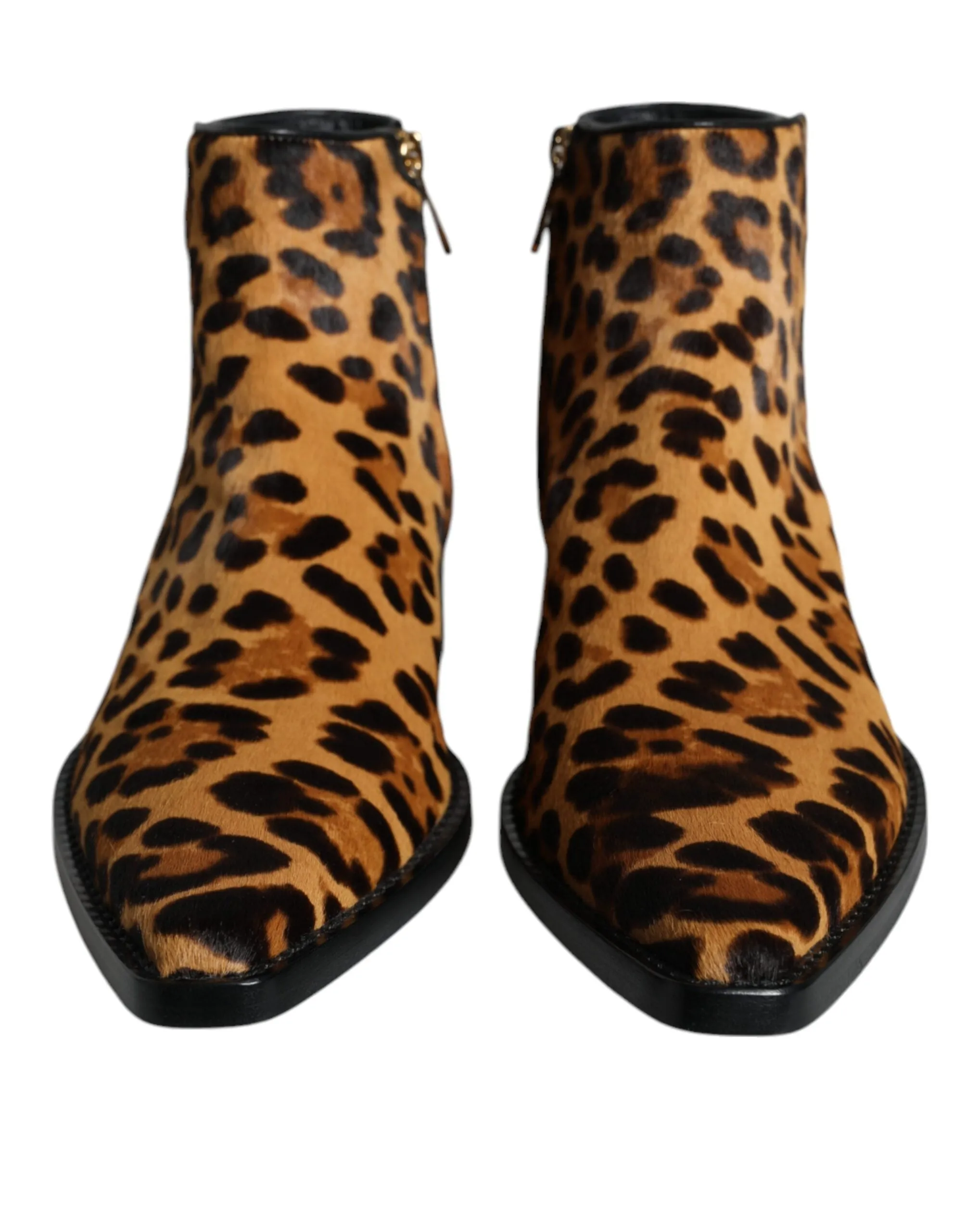 Dolce & Gabbana Leopard Calf Fur Ankle Boots