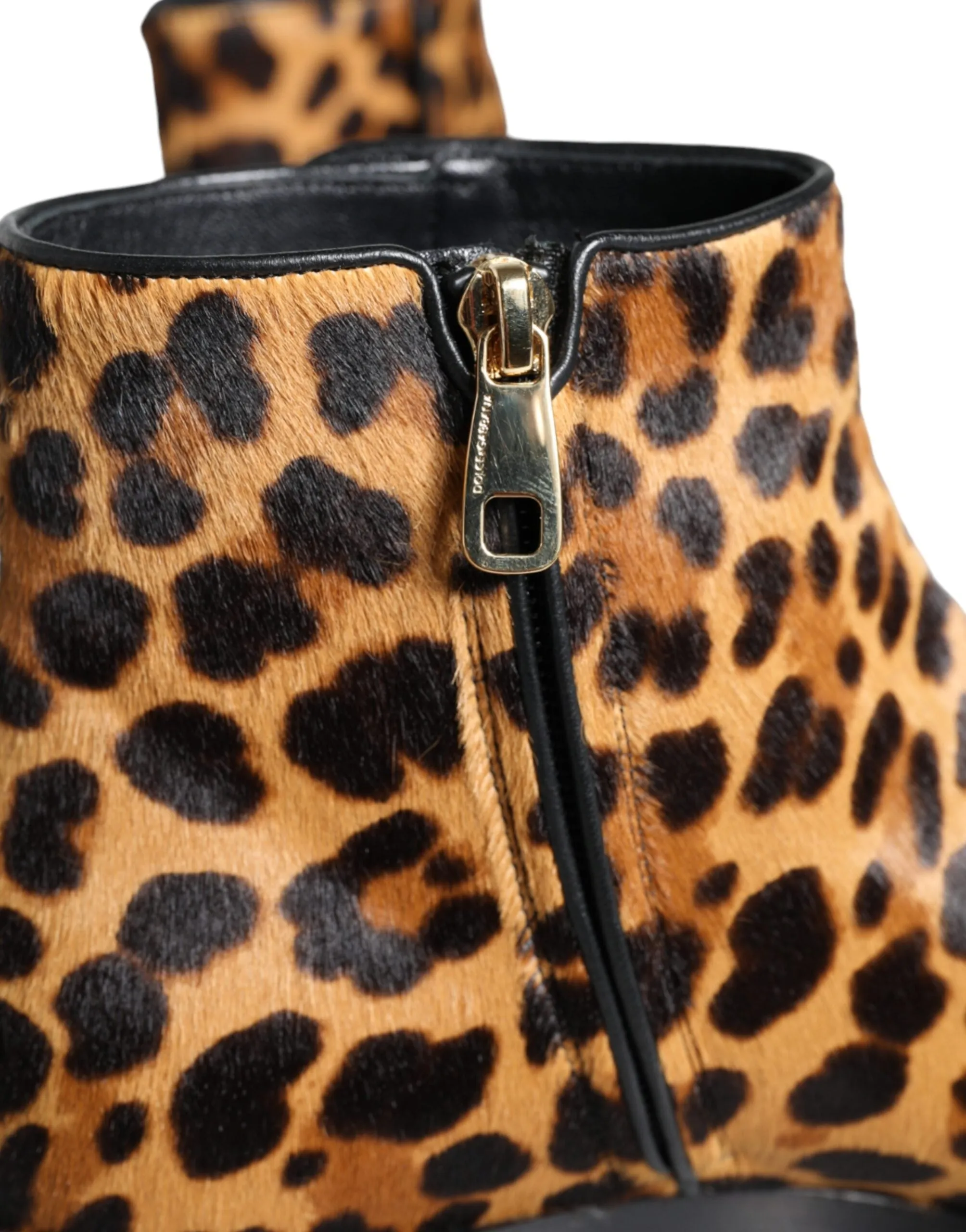 Dolce & Gabbana Leopard Calf Fur Ankle Boots