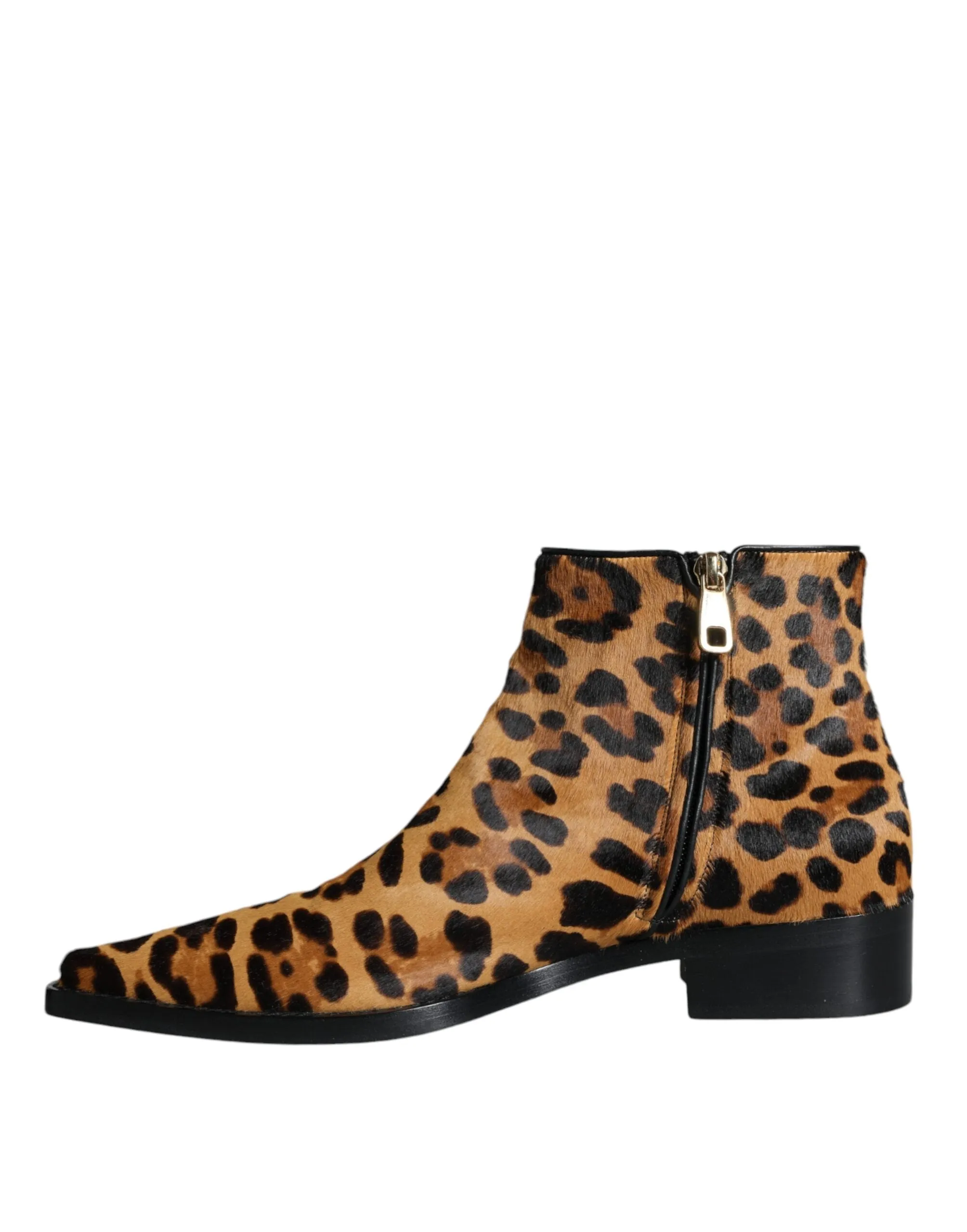 Dolce & Gabbana Leopard Calf Fur Ankle Boots