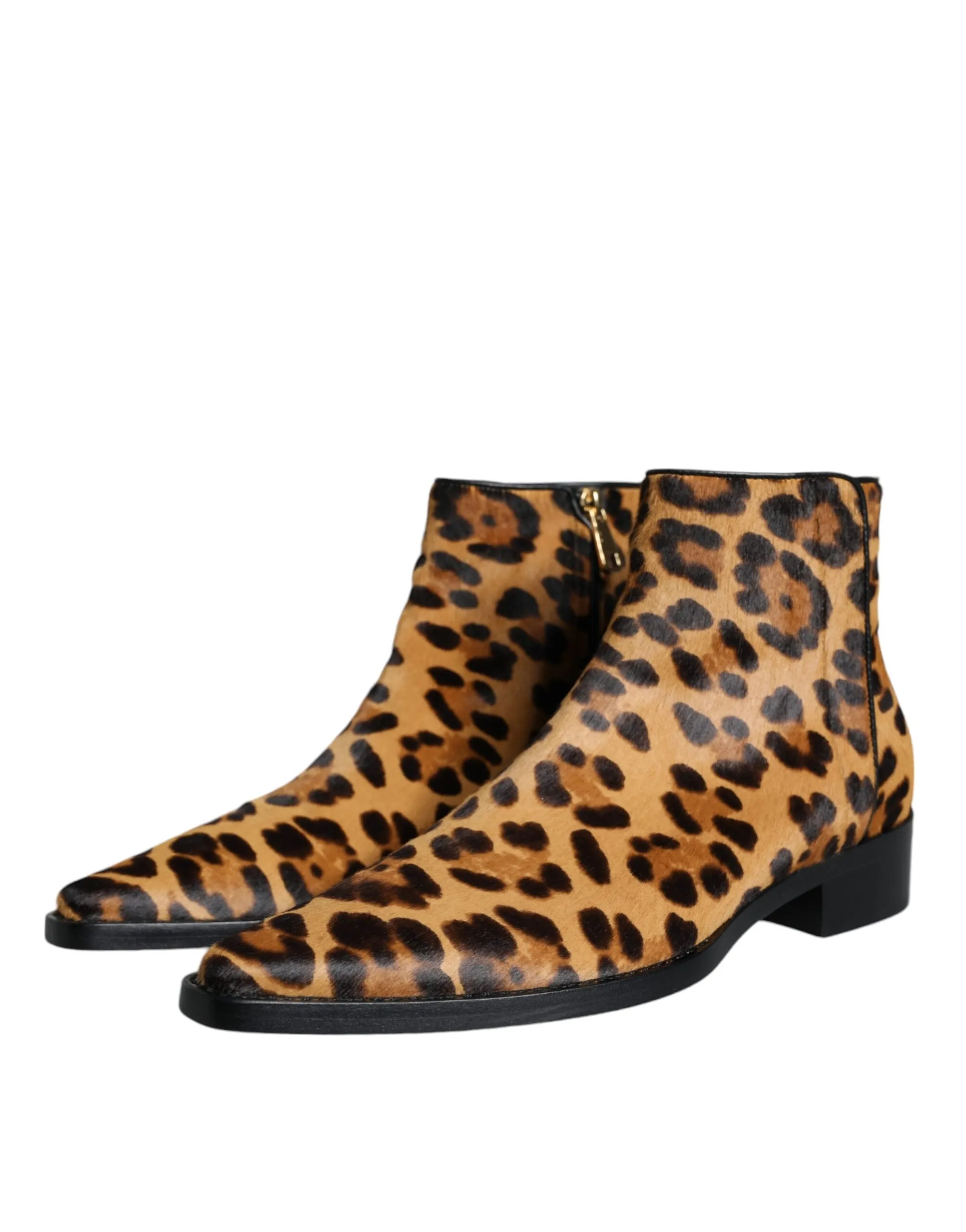 Dolce & Gabbana Leopard Calf Fur Ankle Boots