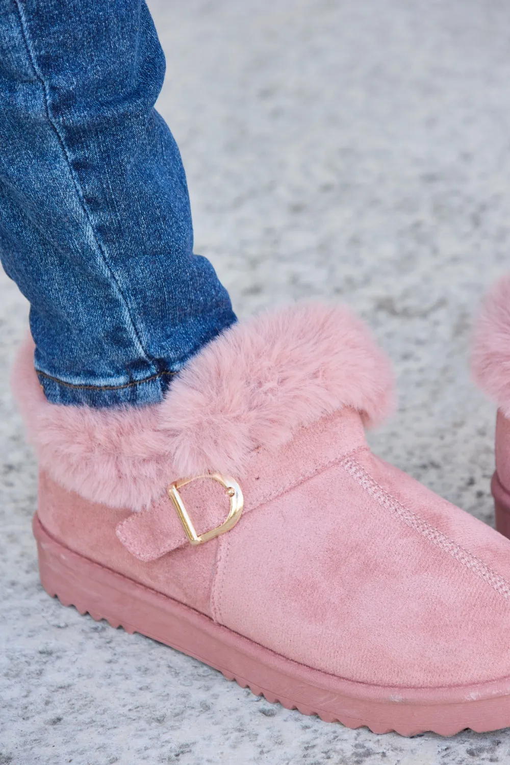 Forever Link - Furry Chunky Thermal Ankle Boots