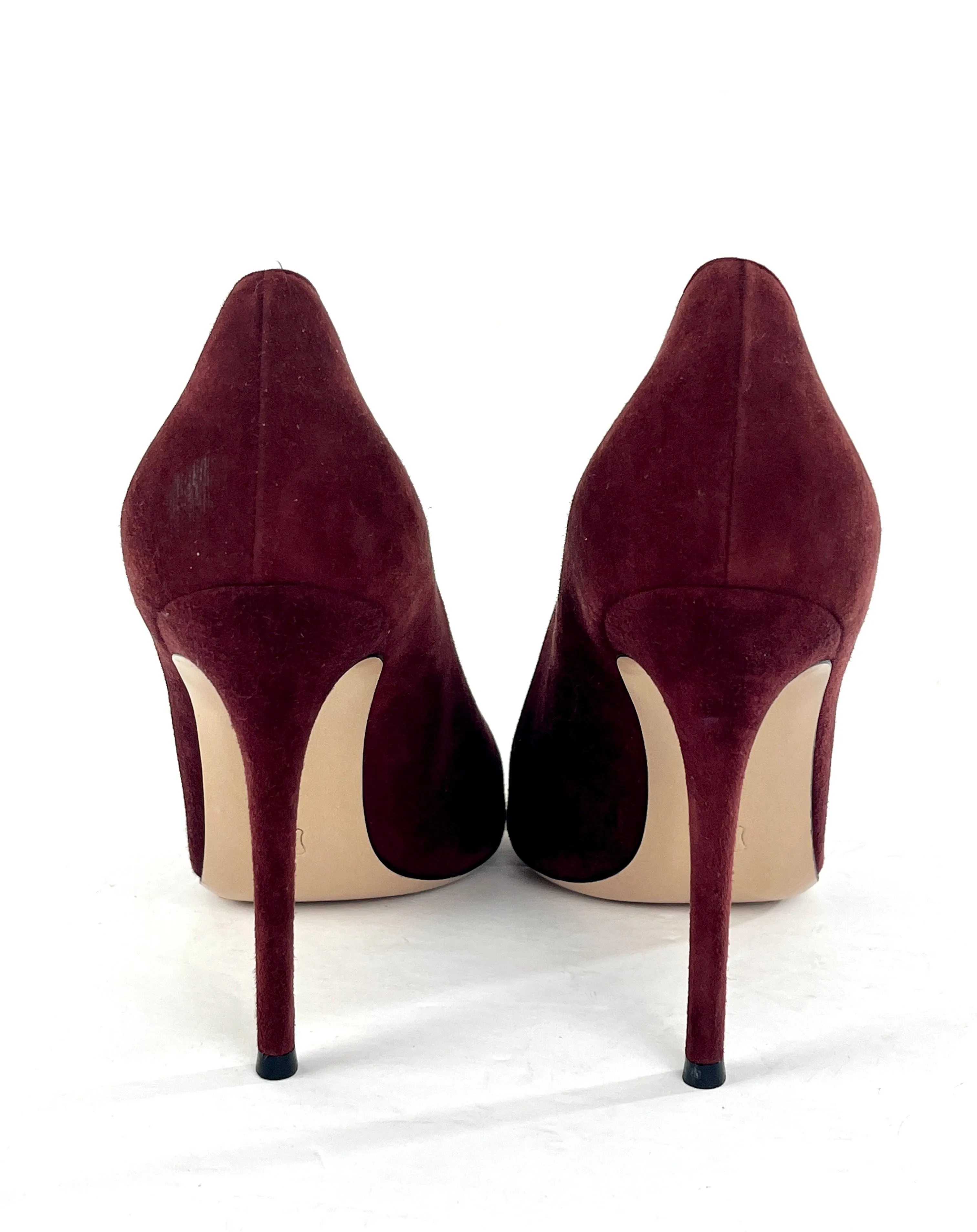 Gianvito Rossi Suede Peep Toe Stiletto Pumps in Red Size 40/9.5