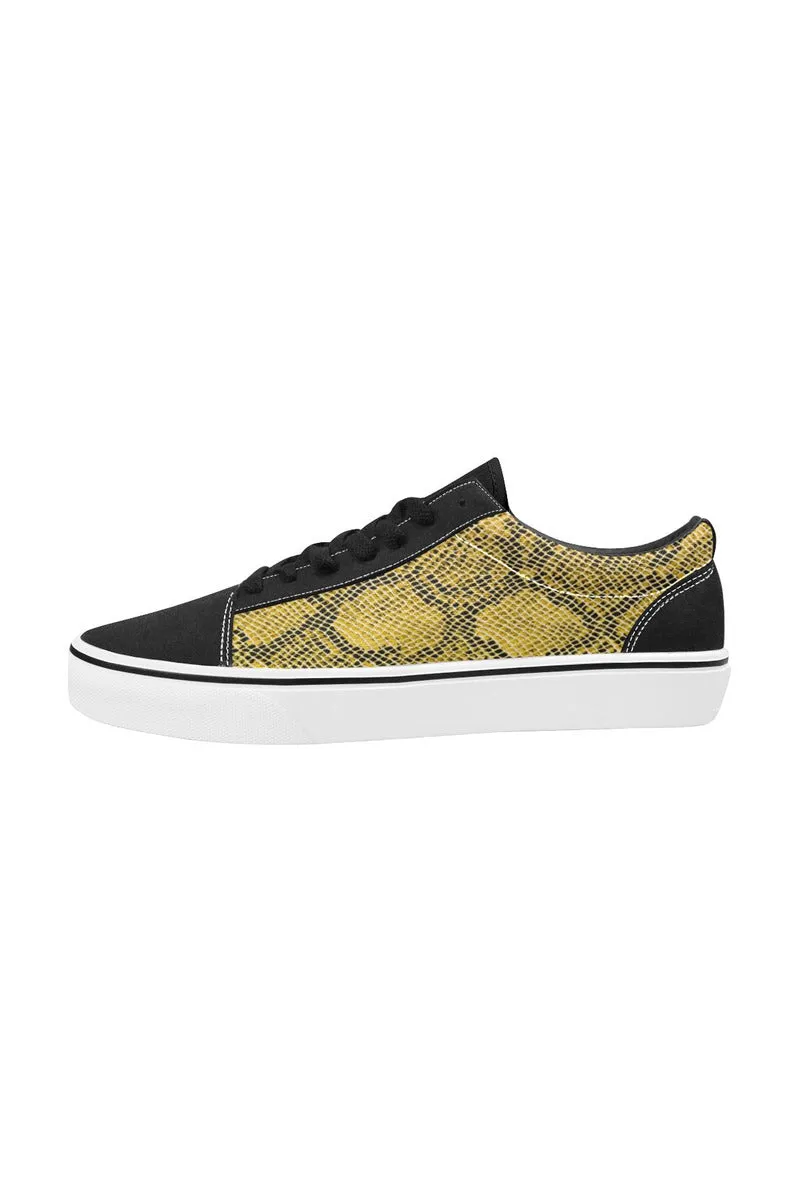 Gold Snakeskin Women's Low Top Skateboarding Shoes