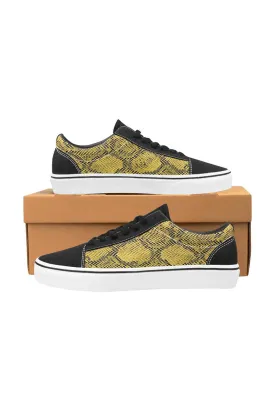 Gold Snakeskin Women's Low Top Skateboarding Shoes