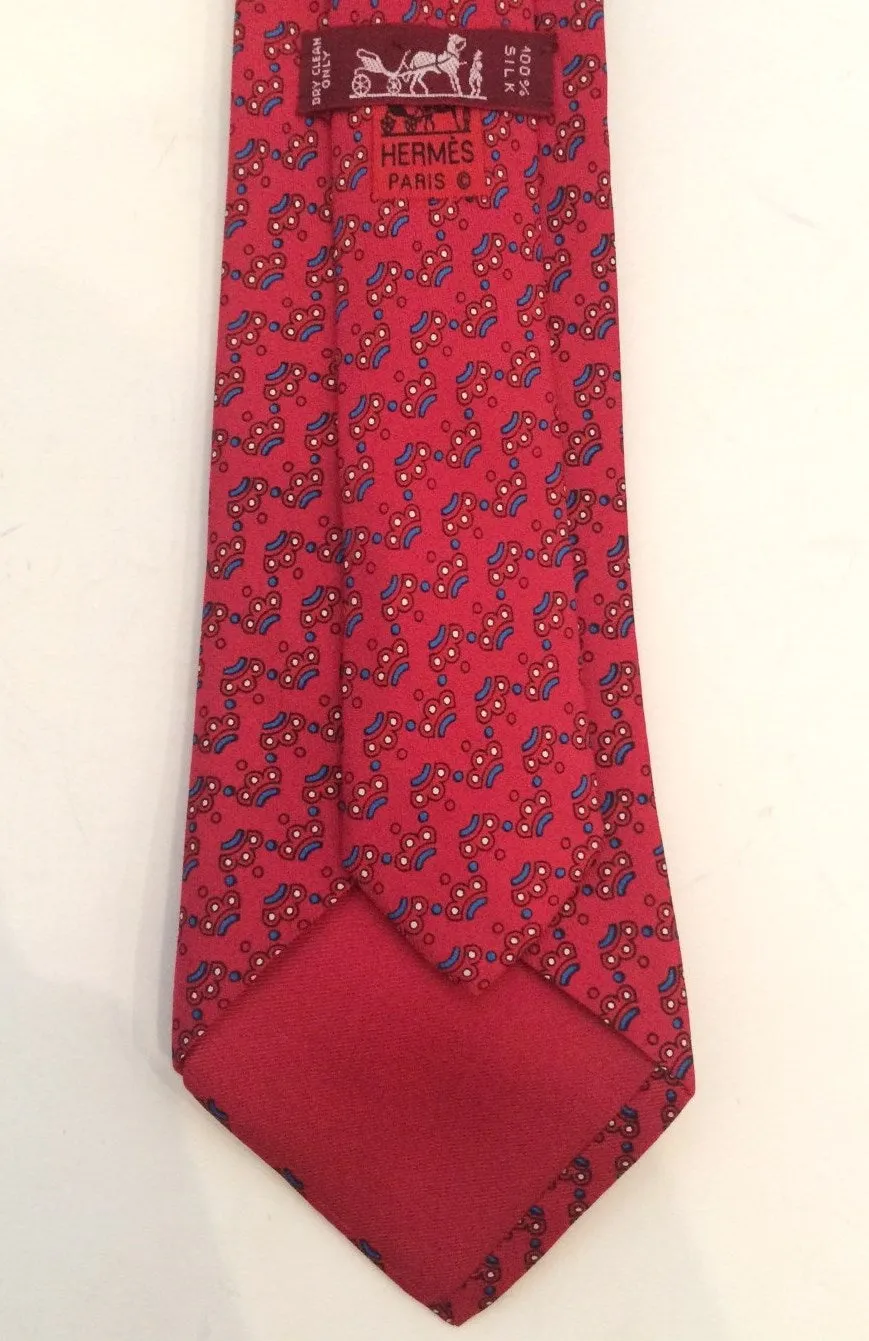 HERMES Imperial Red Silk Neck Tie Print 59 in.