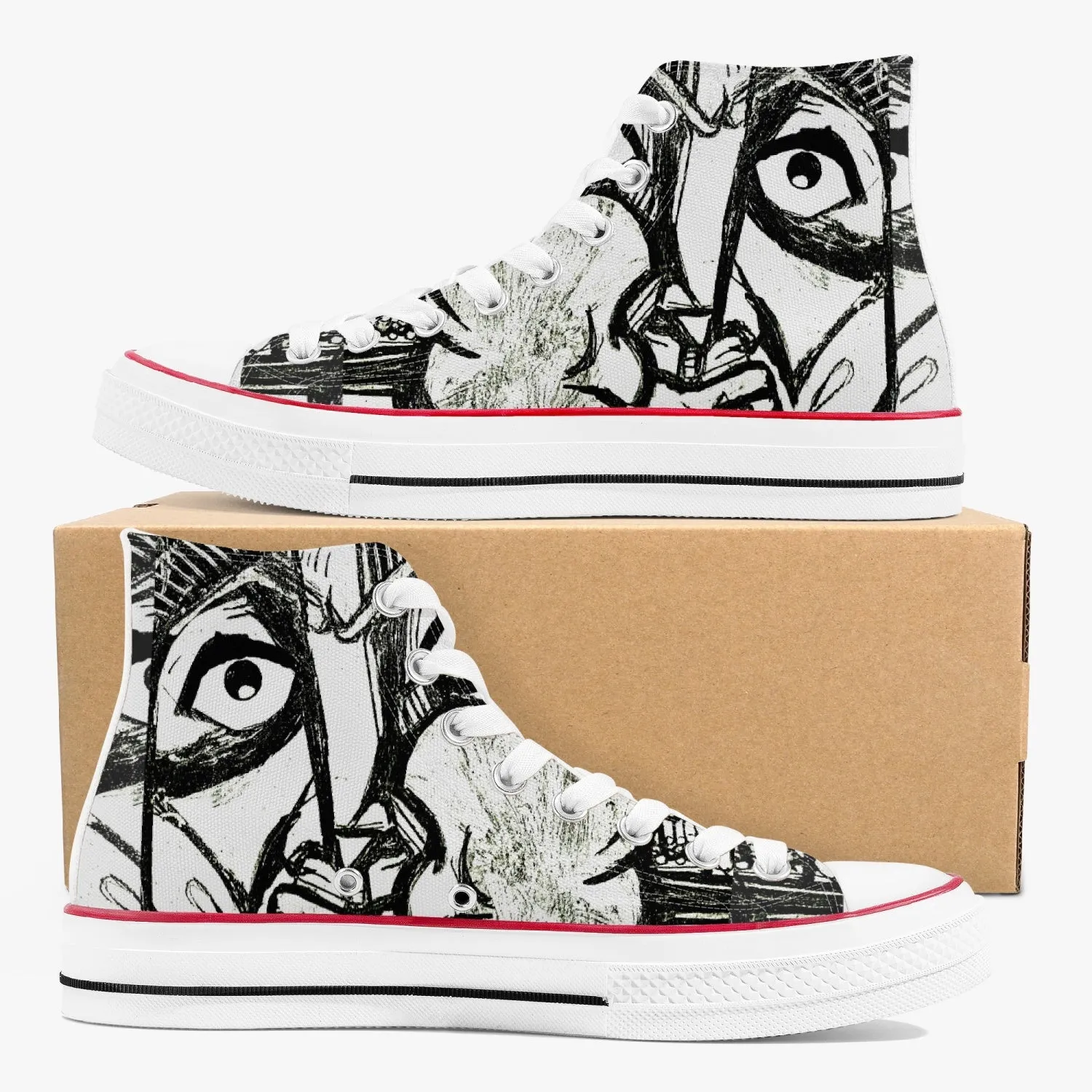 High-Top Canvas Shoes - Black Eyes