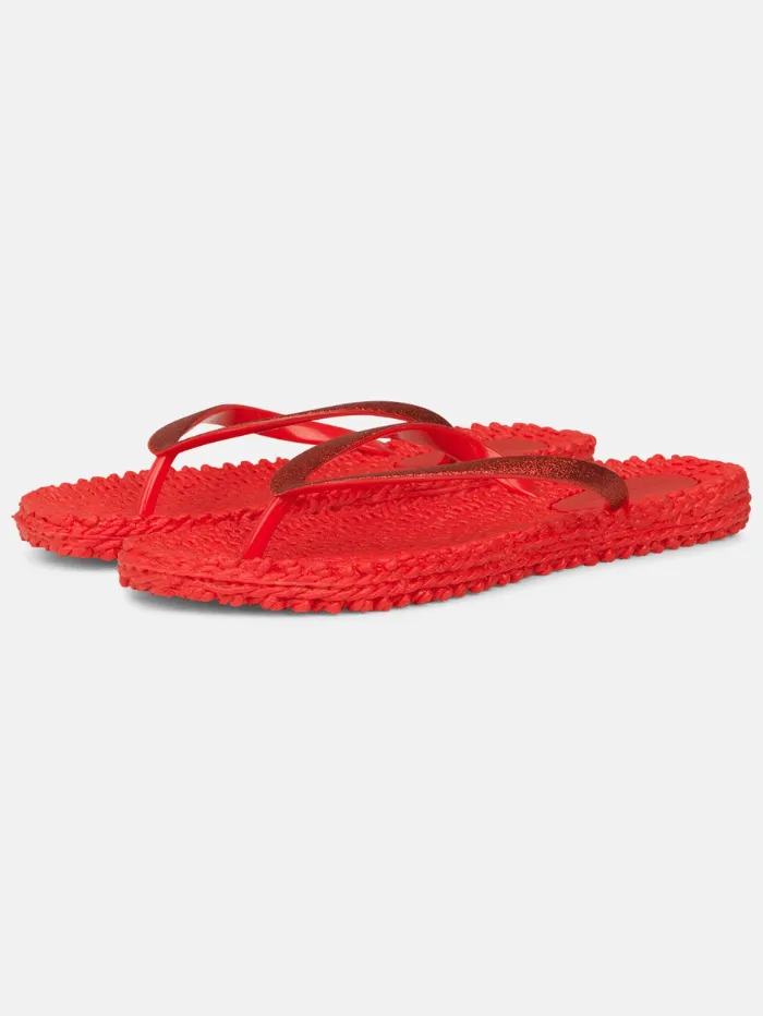 Ilse Jacobsen Flip Flops With Glitter Deep Red CHEERFUL01 303