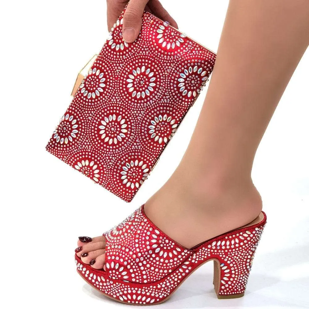 Italian Fashion Shoes with Matching Bag Set for Women