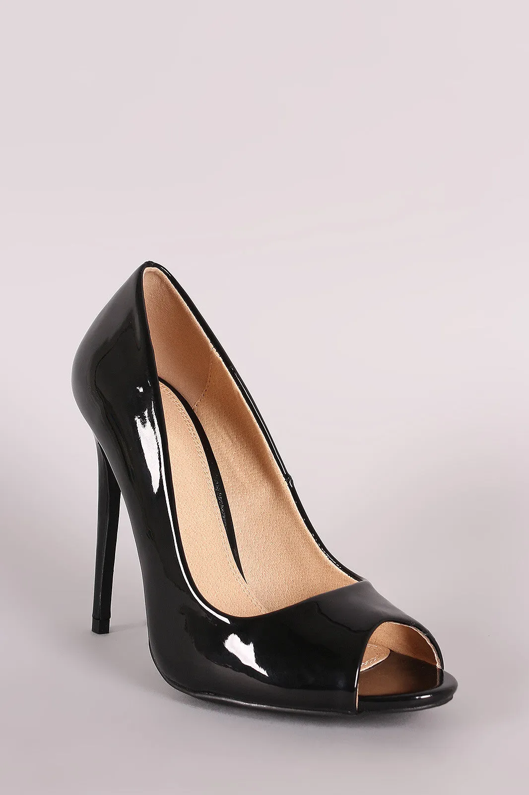 Liliana Glossy Peep Toe Stiletto Pump