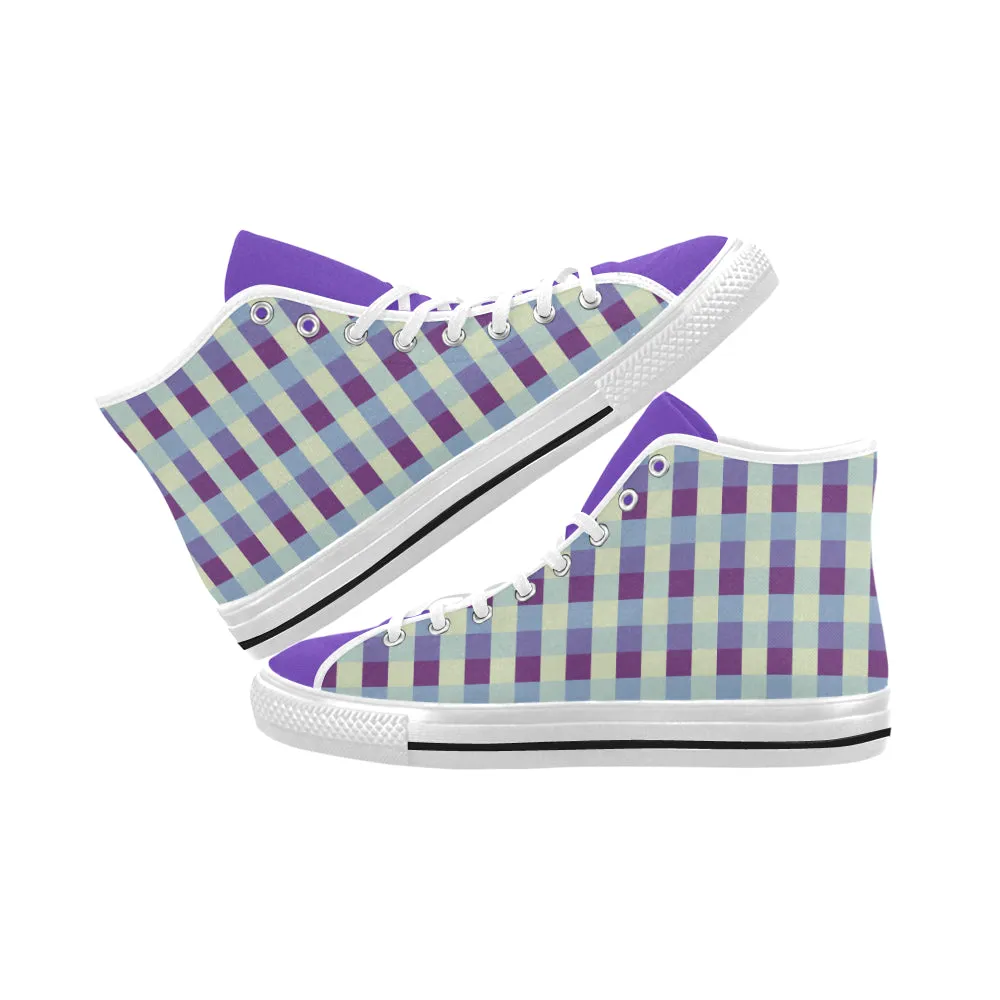 Men's Checker Print High Top Canvas Shoes