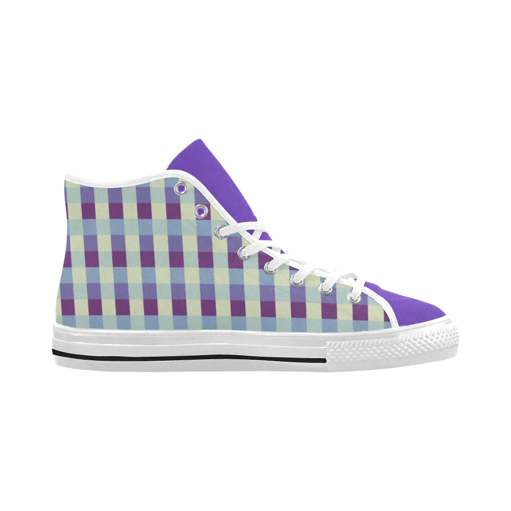 Men's Checker Print High Top Canvas Shoes