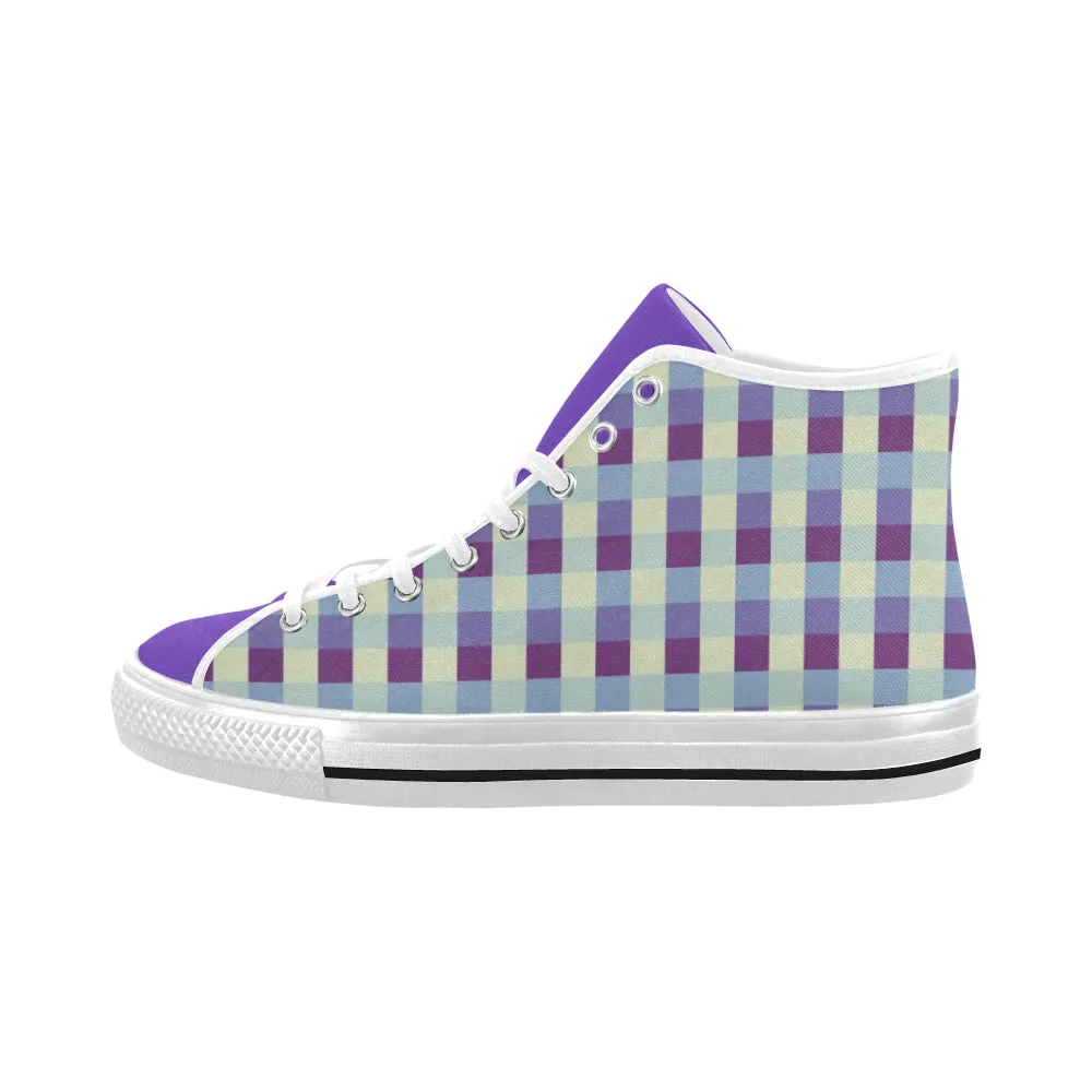 Men's Checker Print High Top Canvas Shoes