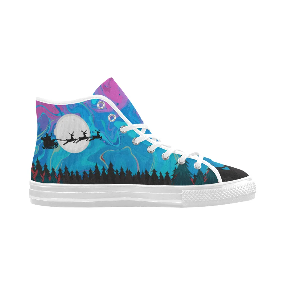 Men's Flying Santa Big Size Canvas High Top Shoes