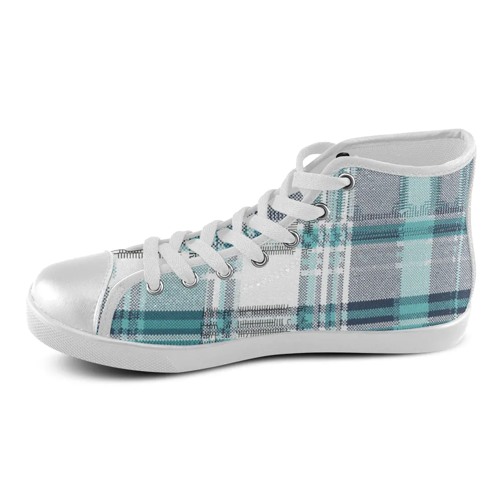 Men's Plaid Checkers Print Canvas High Top Shoes