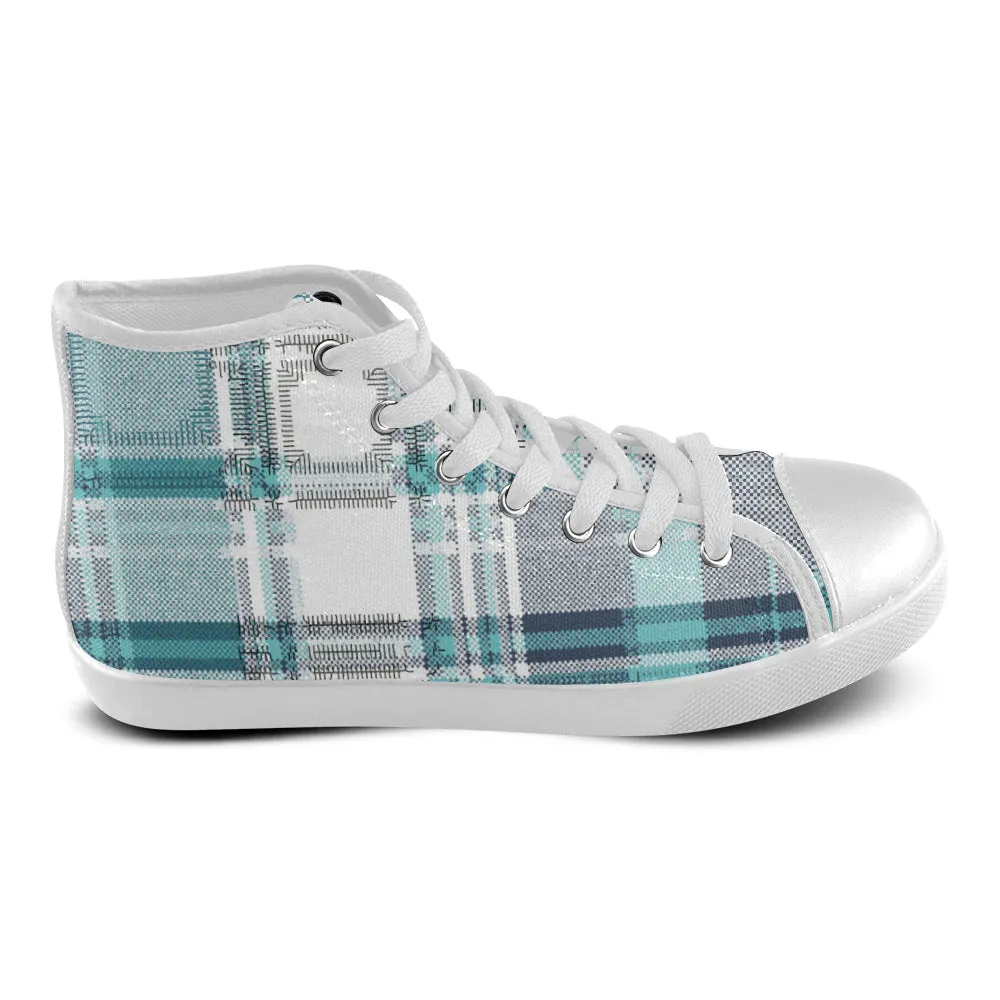 Men's Plaid Checkers Print Canvas High Top Shoes