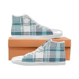 Men's Plaid Checkers Print Canvas High Top Shoes