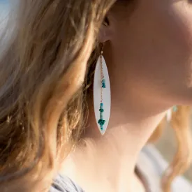 Navajo Gemstone Leather Earrings in White