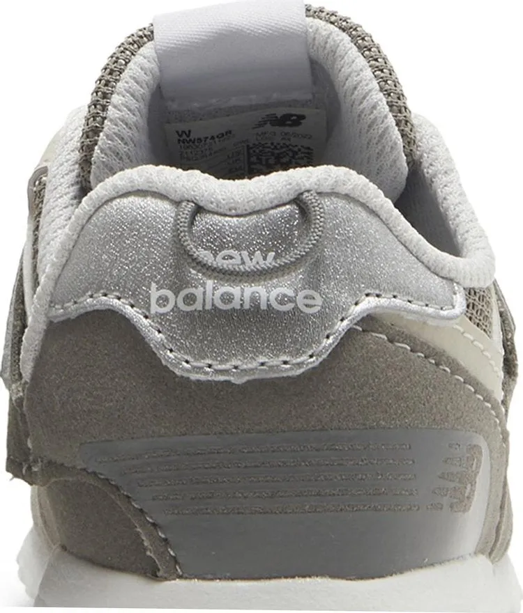 New Balance 574 New-B Hook & Loop Toddler Wide 'Rain Cloud Silver Metallic' Sneakers, Silver