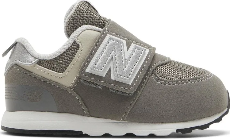 New Balance 574 New-B Hook & Loop Toddler Wide 'Rain Cloud Silver Metallic' Sneakers, Silver