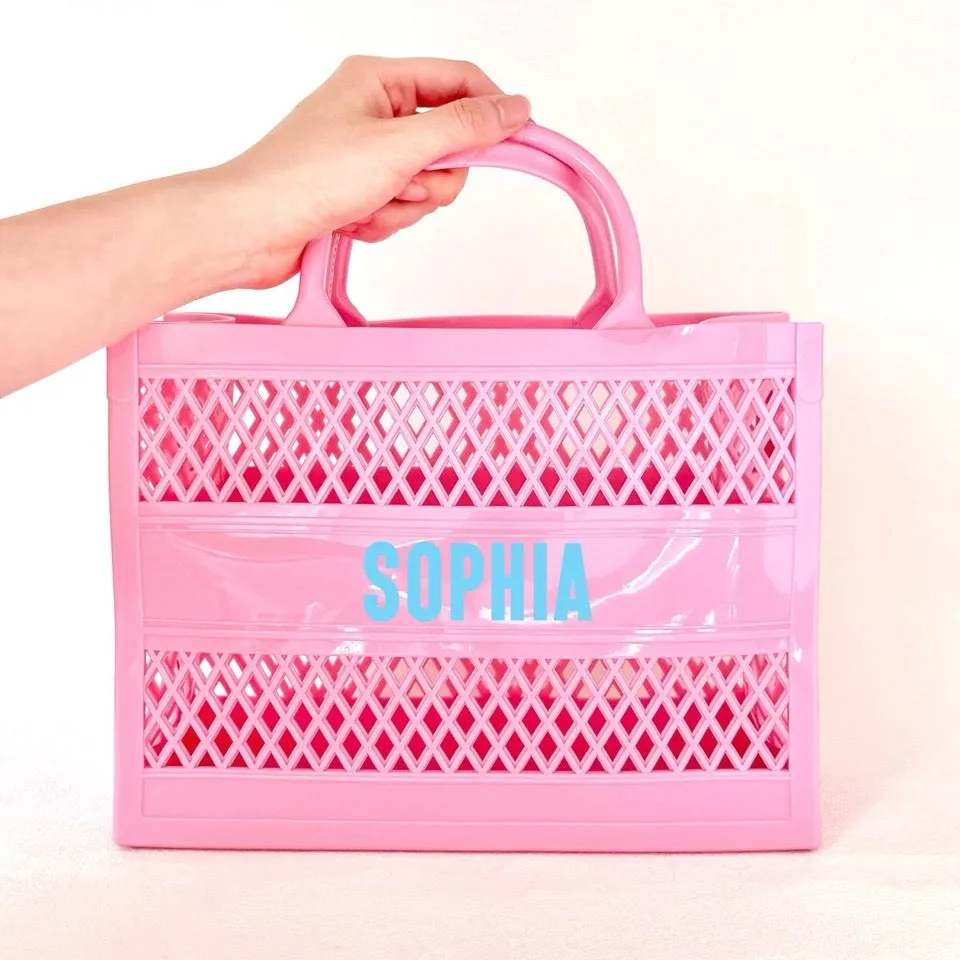 Personalized Fushia Jelly Beach Bag