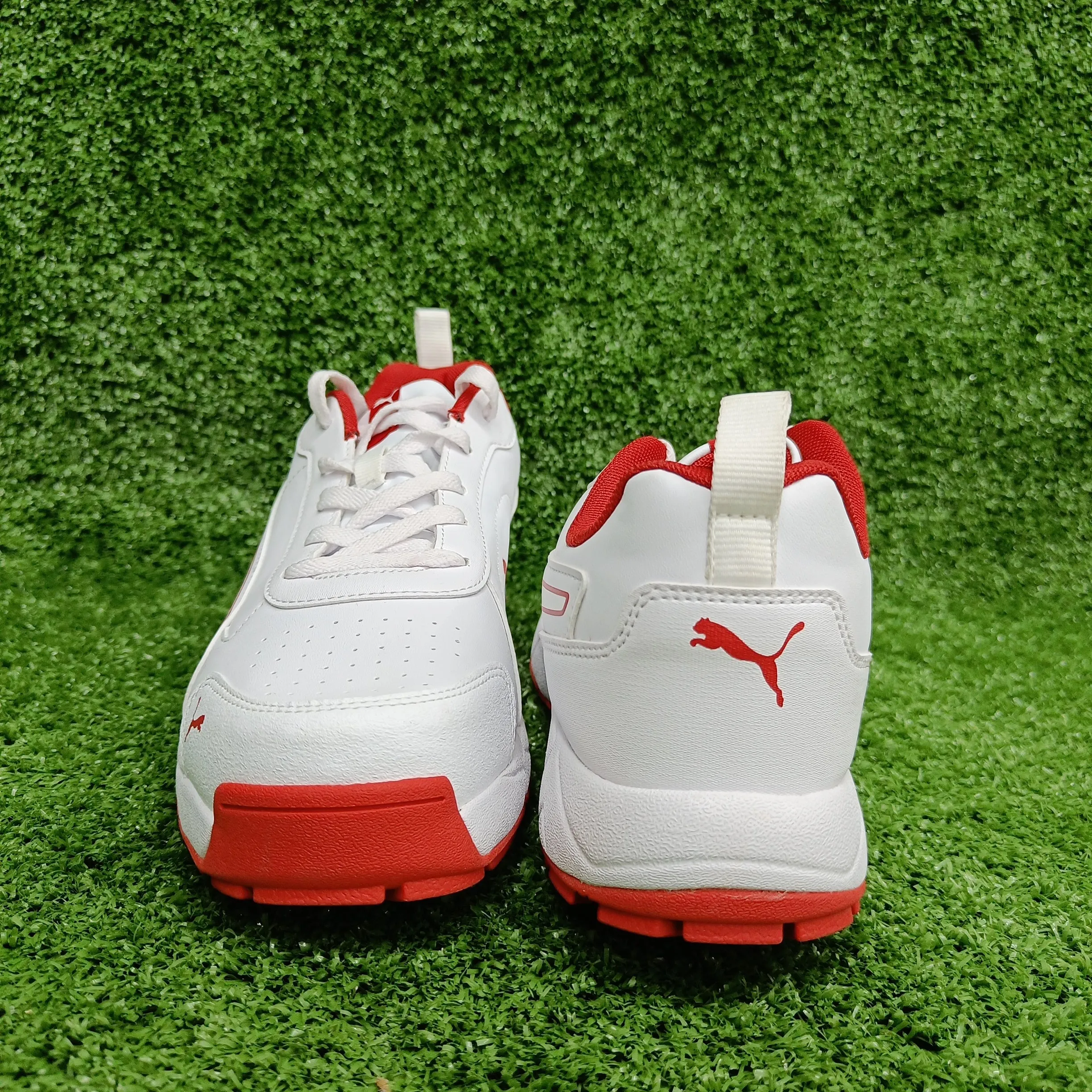 Puma White Grey Dawn Red Blast Cricket Shoes