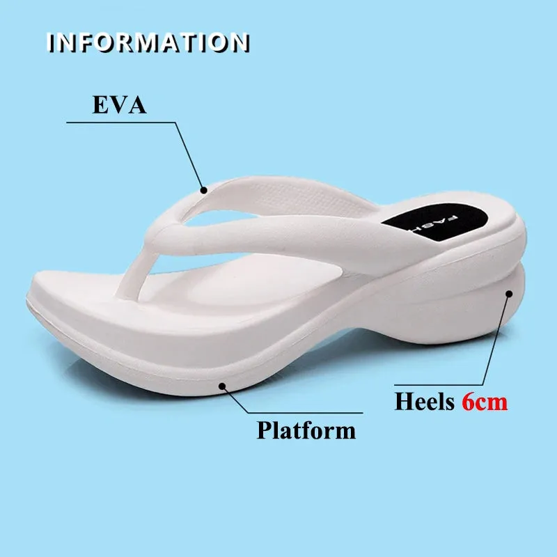 Sohiwoo Platform Flip Flops for Women Clip Toe Wedges Heels Sandals Women Summer Ligh Soft Sole Slippers Beach Shoes Woman