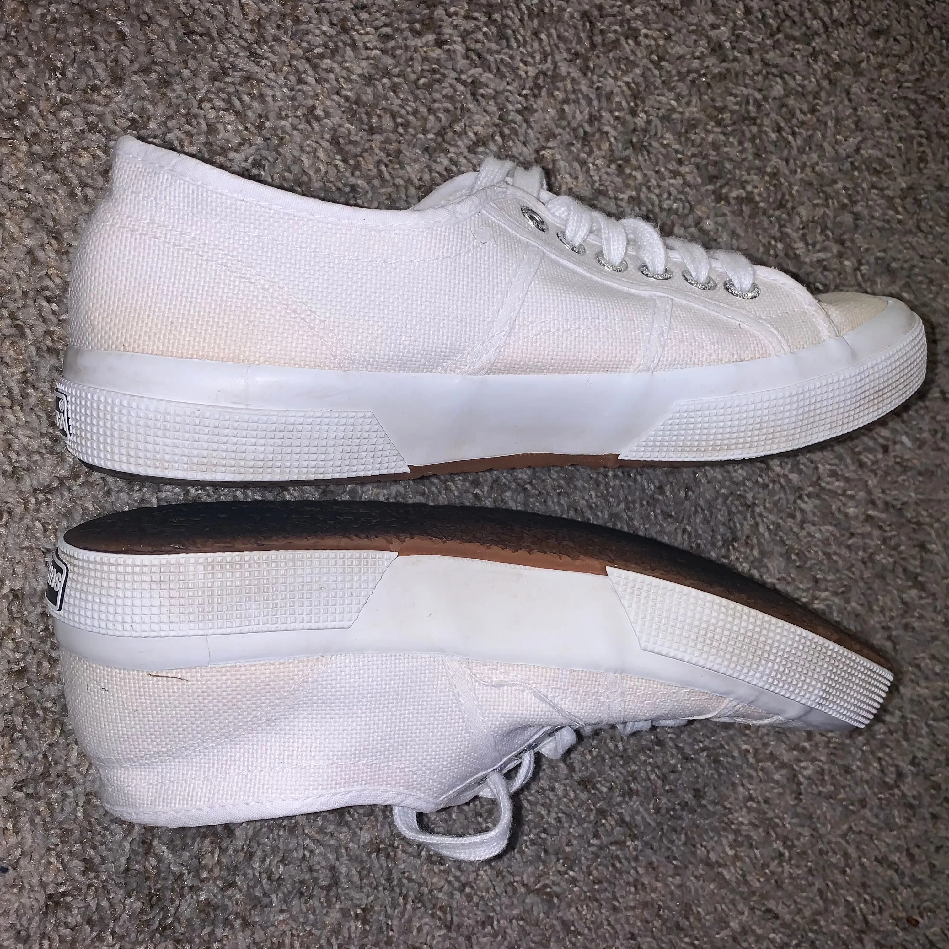 Superga Womens White Canvas Laced Sneakers Shoes Size 9.5